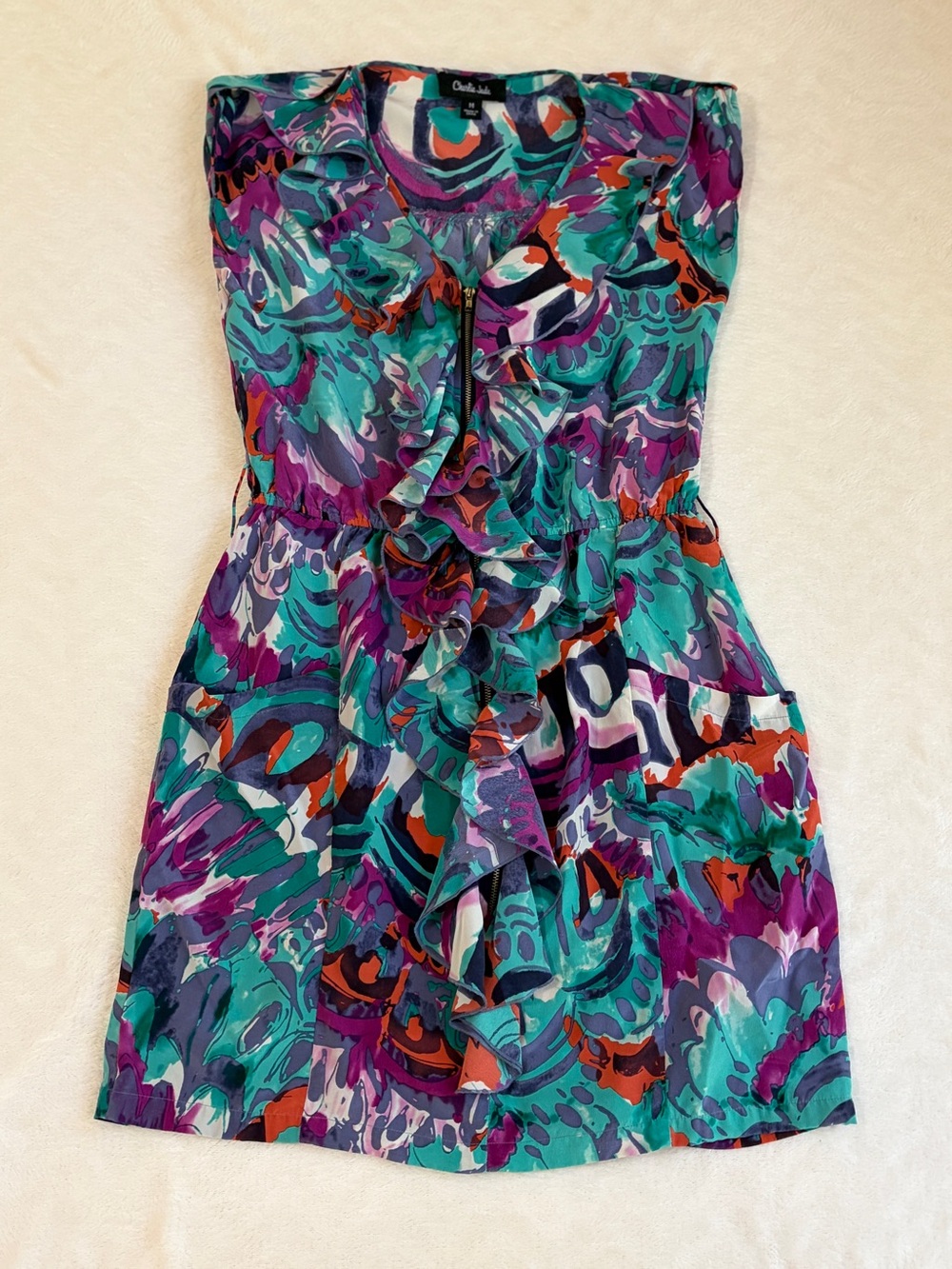 Charlie Jade Teal & Purple Ruffled Mini Dress - Picture 4 of 12